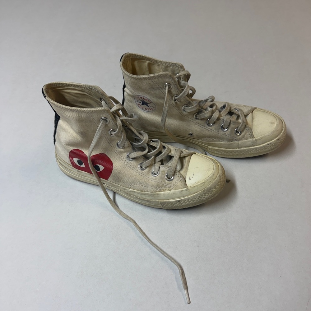Converse Chuck Taylor Comme des Garçons Play High Womens Size 6 Cream Sneakers